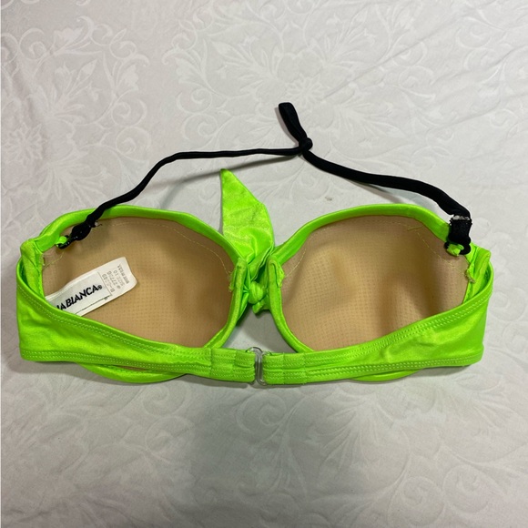 Vintage 80’s Bikini Top Highlighter Green Neon Halter Scrunch Twist Tie - Picture 13 of 13